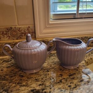 CLEARANCE Mikasa Japanese Lavender Ceramic Sugar and Creamer Set